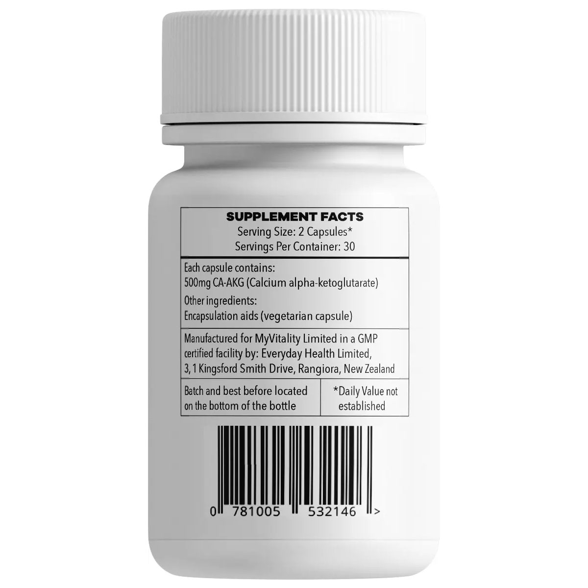 CA-AKG (Calcium alpha-ketoglutarate) 60 x 500mg Capsules - Image 2